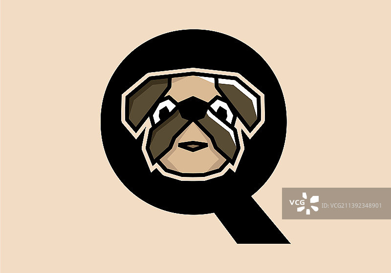 首字母Q与可爱的狗头图片素材