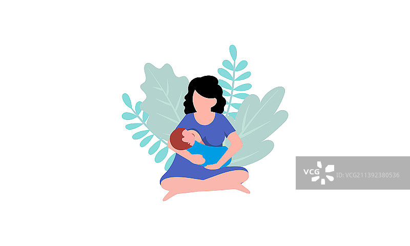用母乳哺育婴儿的慈爱母亲图片素材