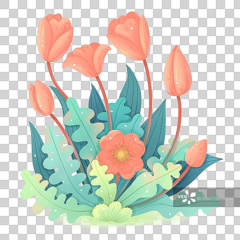 创意植物花卉小景组合插画图片素材