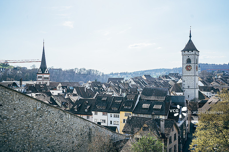 瑞士沙夫豪森，是瑞士沙夫豪森州的首府，瑞士最北端的城市，位于莱茵河畔，风景宜人图片素材