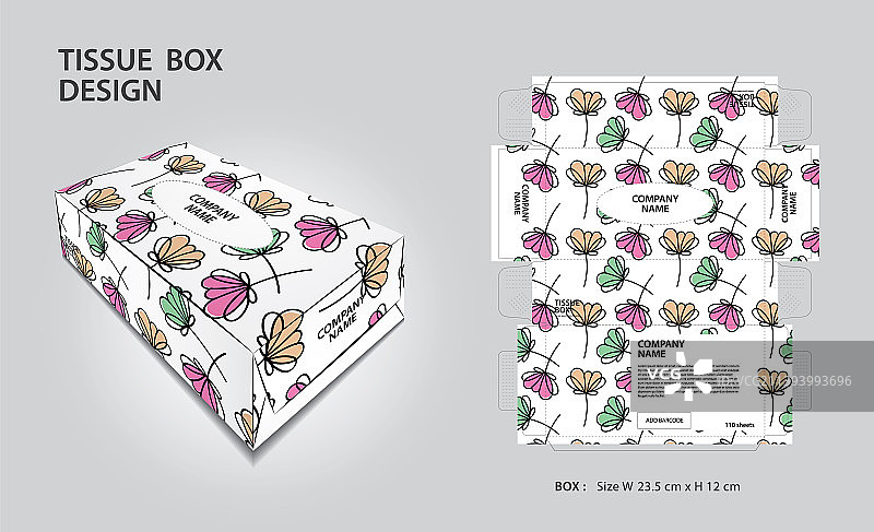 纸巾盒设计粉彩花的背景图片素材