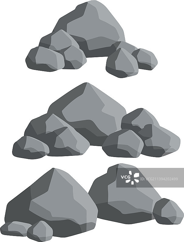 一组不同形状的灰色花岗岩图片素材
