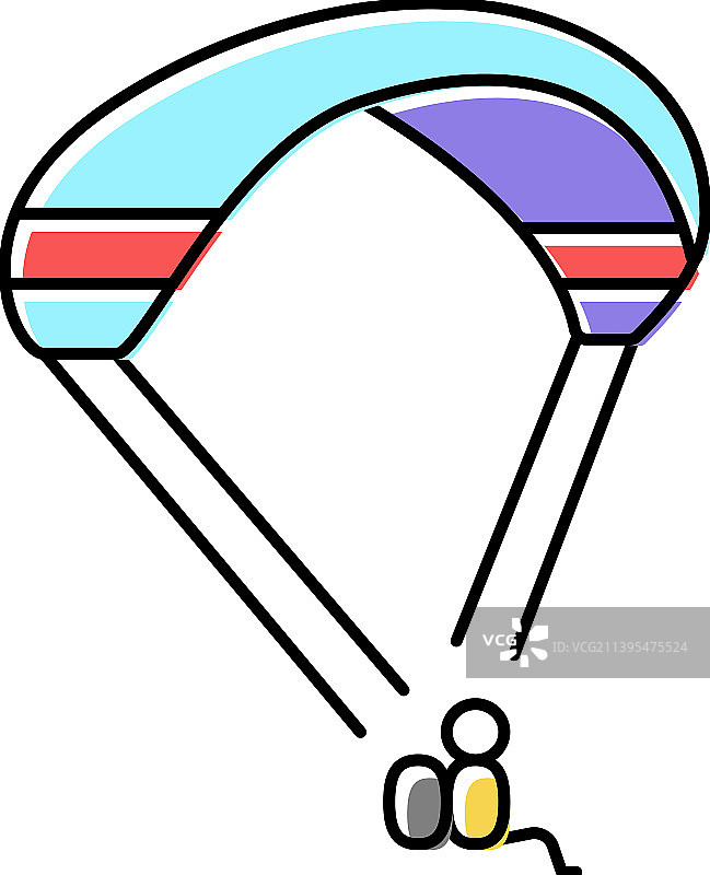 滑翔伞极限运动彩色图标图片素材