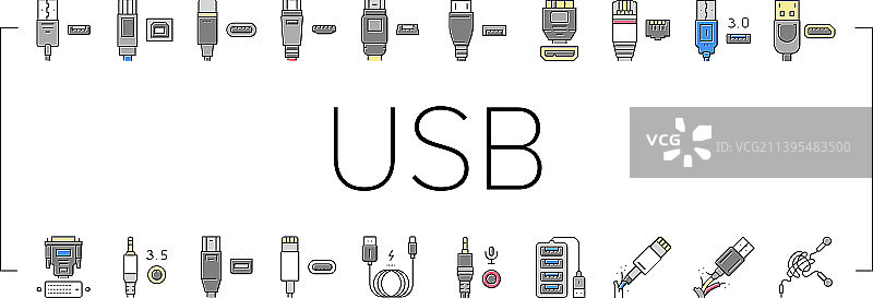 Usb电缆和端口购买图标集图片素材