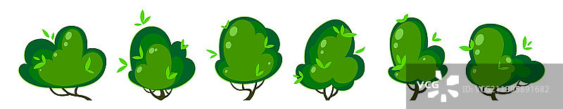 卡通绿色灌木布景图片素材