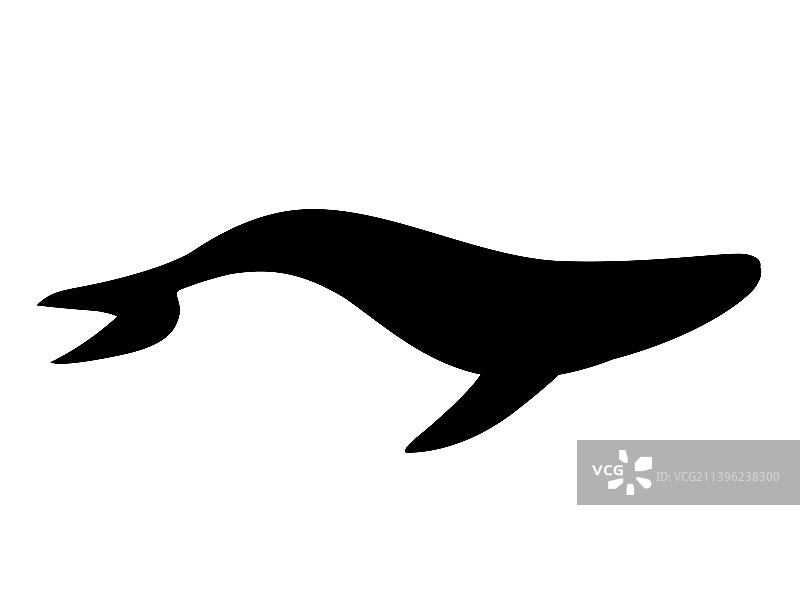 黑色剪影大蓝鲸卡通动物图片素材
