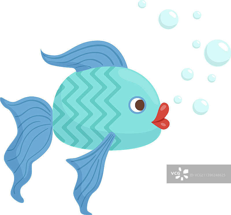 蓝色的泡泡鱼在水下的滑稽性格图片素材