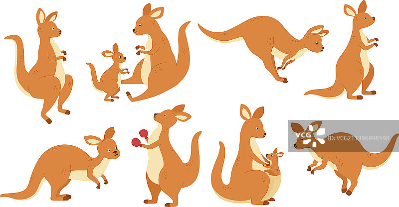 卡通袋鼠吉祥物跳澳大利亚图片素材