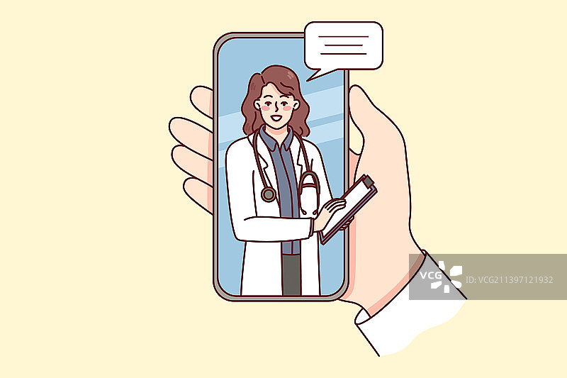 医生在手机上在线咨询病人图片素材