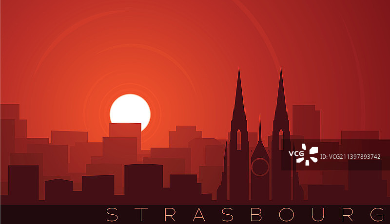 斯特拉斯堡低太阳天际线的景象图片素材