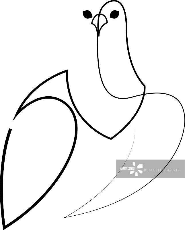 一条线鸟的设计轮廓图片素材