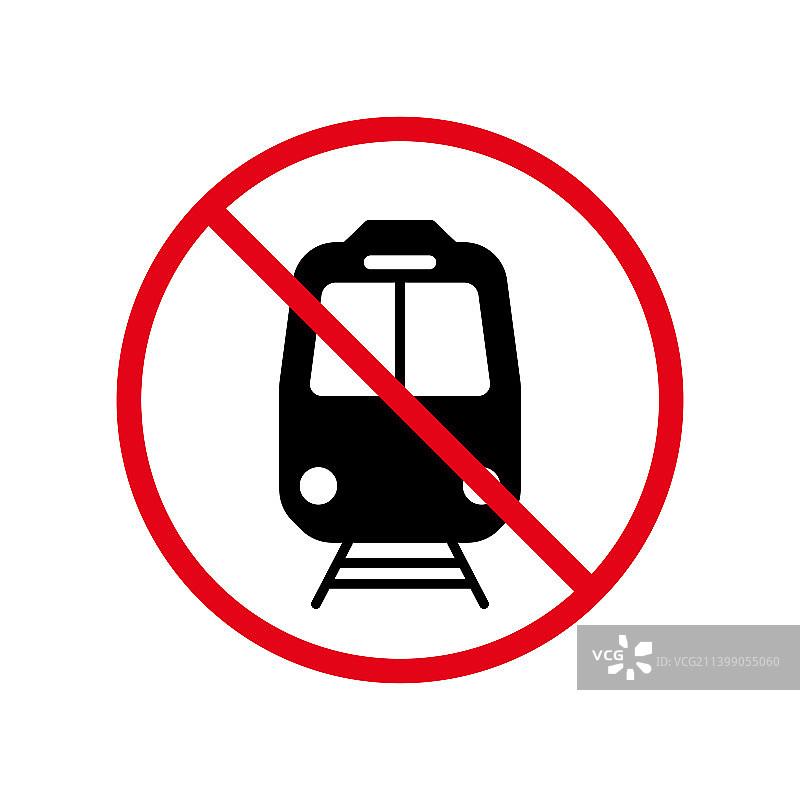 没有火车黑色剪影禁止标志铁路图片素材
