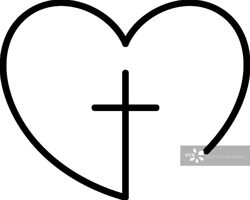 抽象的基督教十字架和心形图标图片素材