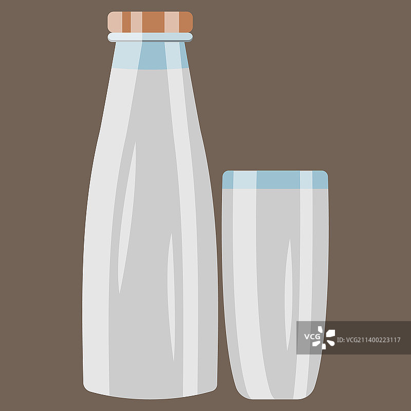 牛奶装在瓶子和玻璃杯里图片素材