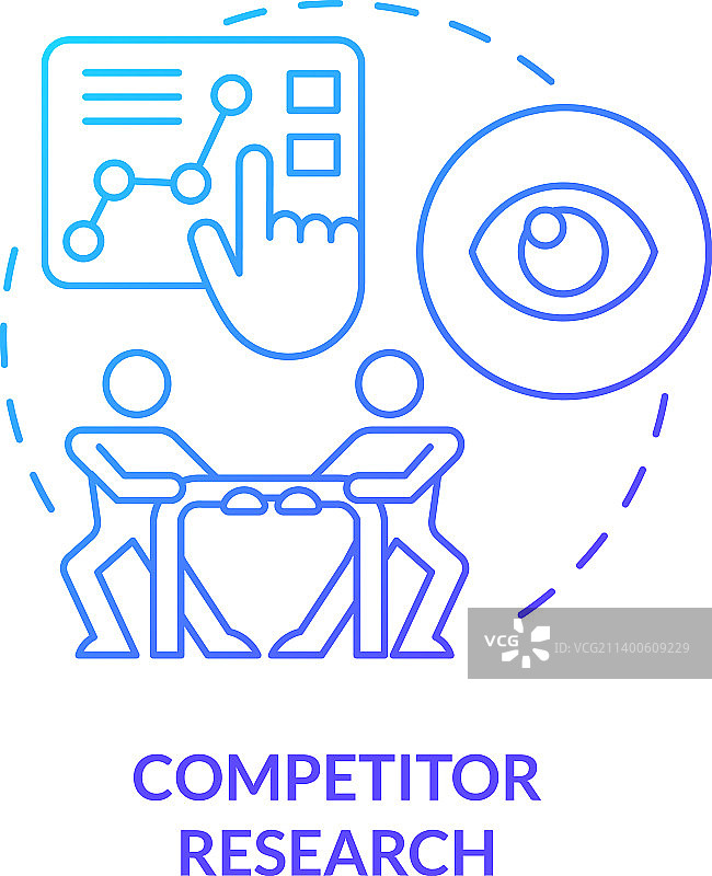 竞争对手研究蓝色梯度概念图标图片素材