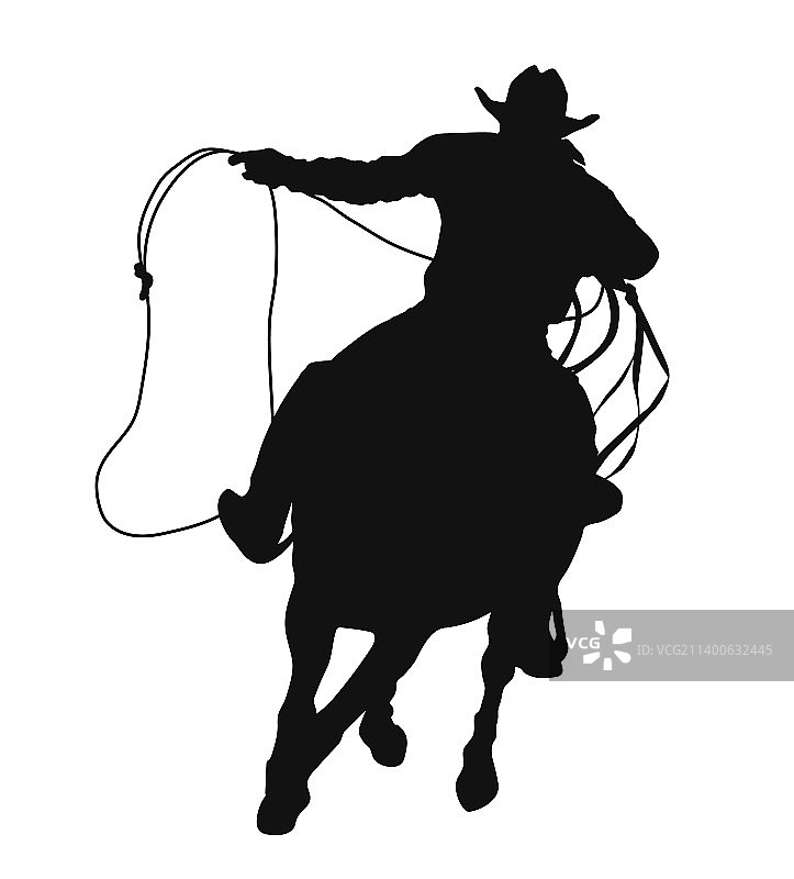 戴套索的牛仔骑马图片素材