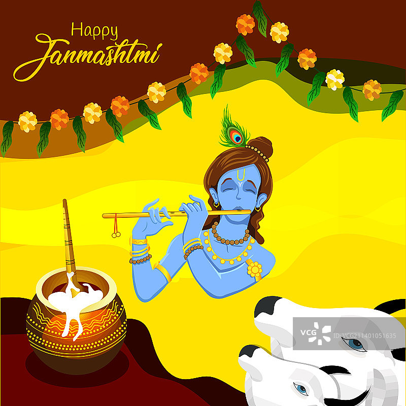 Krishna janmashtmi贺卡设计图片素材