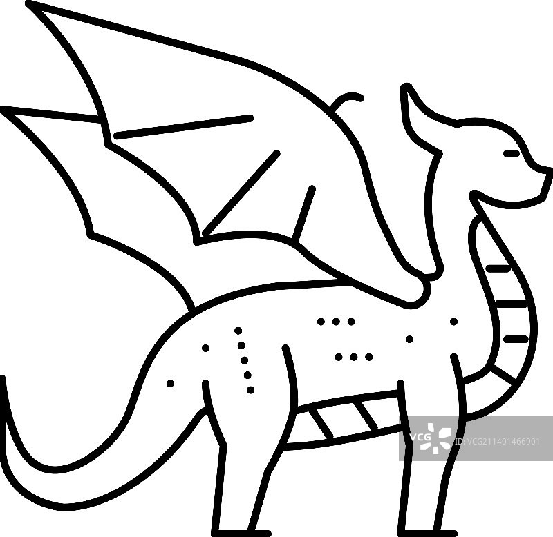 龙的童话动物线图标图片素材
