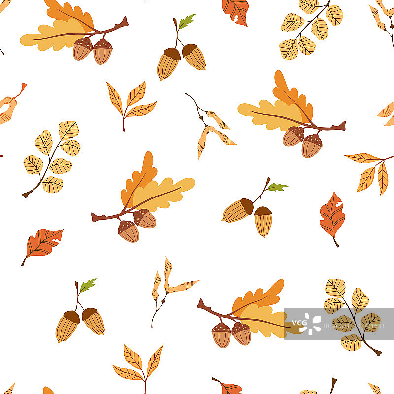 无缝图案与橡子秋季背景图片素材
