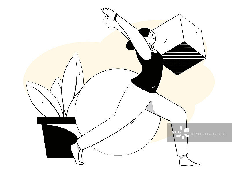 练习瑜伽身心健康扁平矢量概念运营插画图片素材