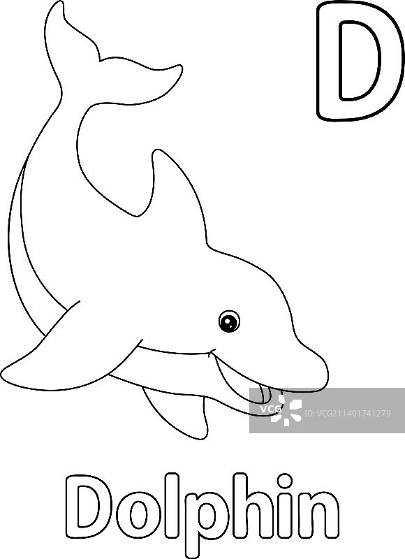 海豚字母ABC涂色d页图片素材