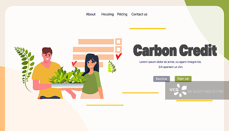 碳信用概念的人持有绿色植物图片素材