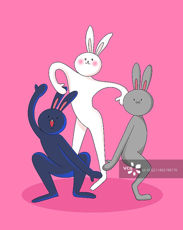 2023年兔年新年新春春节过年过节搞笑兔子创意插画图片素材
