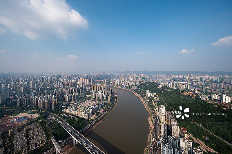 重庆市陆海国际中心楼顶观景台拍摄渝中区全景图视角图片素材