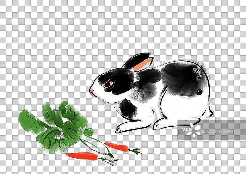 兔年2023年水墨兔子设计元素图片素材