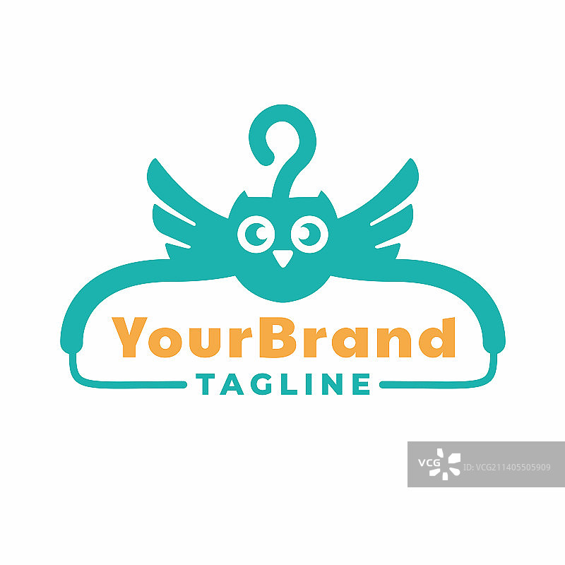 猫头鹰衣架标志为儿童和婴儿商店的标志图片素材