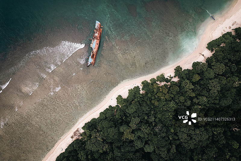 印尼西爪哇岛的Pangandaran海滩鸟瞰图图片素材