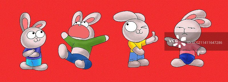 国潮风2023年新年新春春节过年过节节日元旦兔年兔子可爱插画图片素材