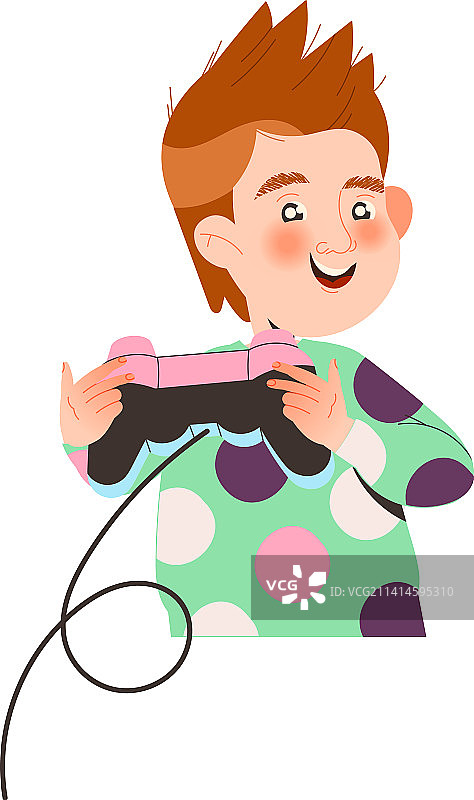 顽皮的小男孩与游戏手柄玩电脑图片素材