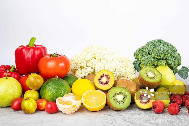 种类丰富的新鲜蔬菜水果图片素材