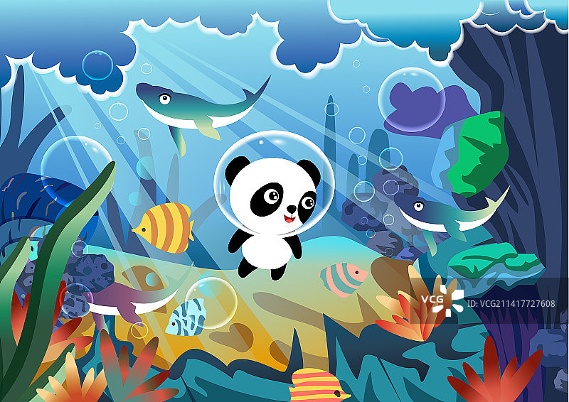 熊猫ip探险海底世界图片素材