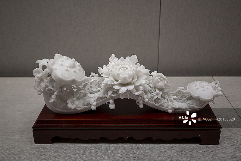 汉白玉雕刻如意，中国工艺美术馆图片素材
