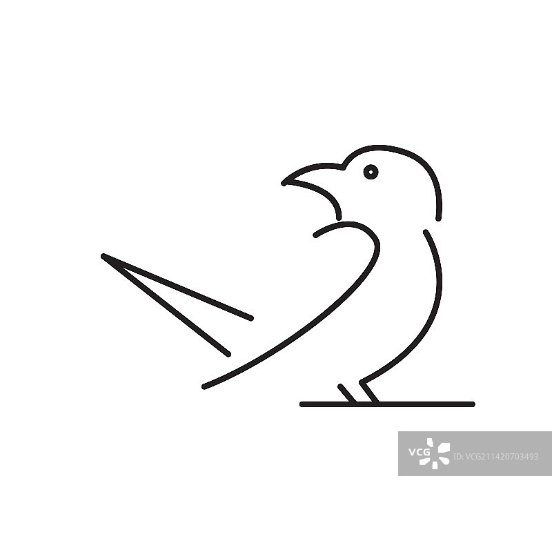 线条艺术鸟乌鸦图标标志图片素材