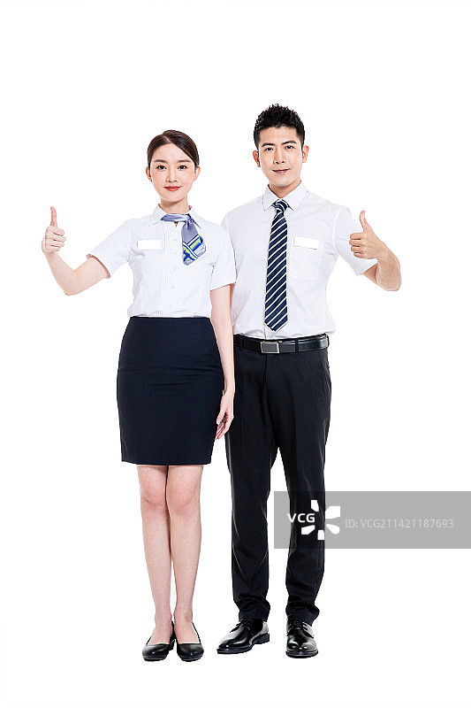 肩并肩站立的年轻商务男士与商务女士图片素材