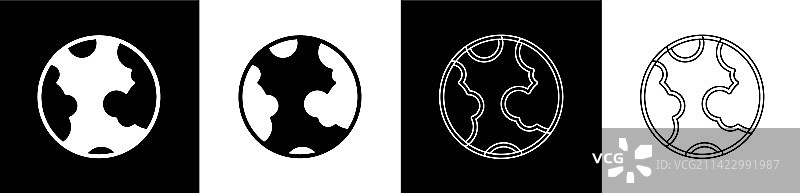 设置地球地球仪图标隔离在黑色和白色图片素材