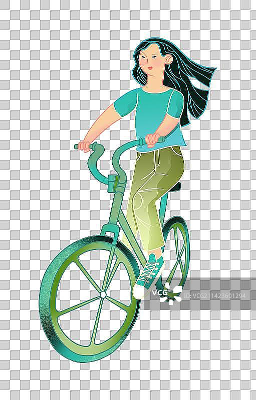骑自行车的女人素材插画图片素材