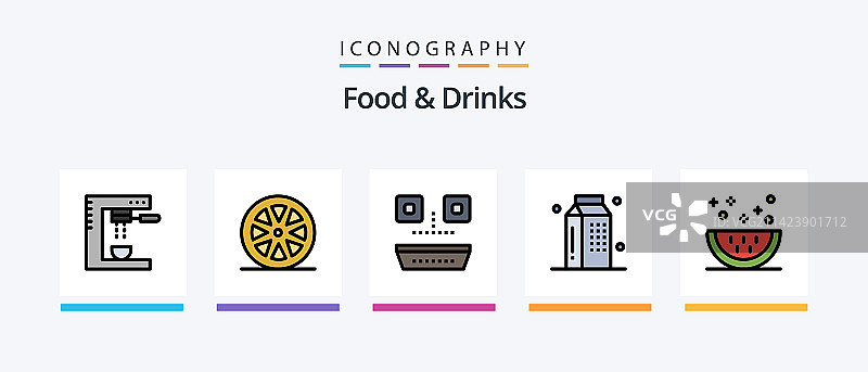 食品和饮料线填充5图标包包括图片素材