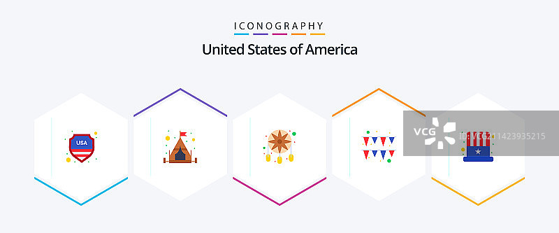 美国25平图标包包括美国帽图片素材