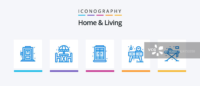家和生活的蓝色5图标包包括表图片素材