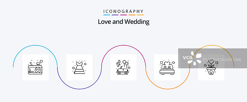 婚礼线路5图标包包括成长浪漫图片素材