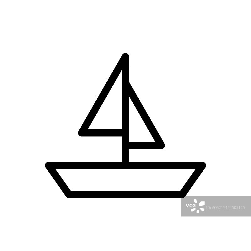 船图标线孤立的白色背景黑色图片素材