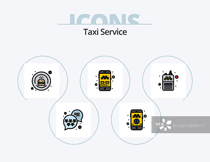 出租车服务线填充图标包5个图标设计图片素材