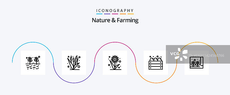 自然和农业线5图标包包括图片素材