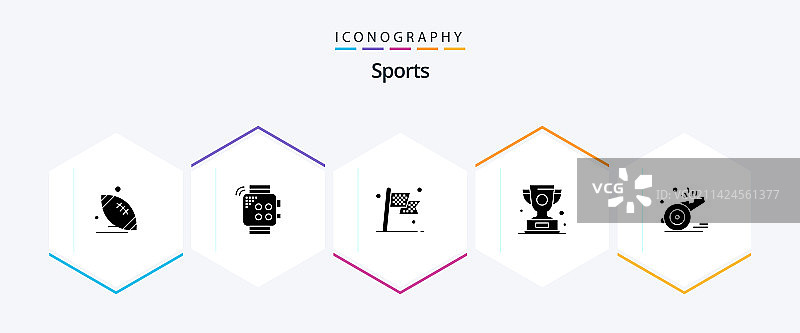 体育25字形图标包包括赢得奖杯图片素材