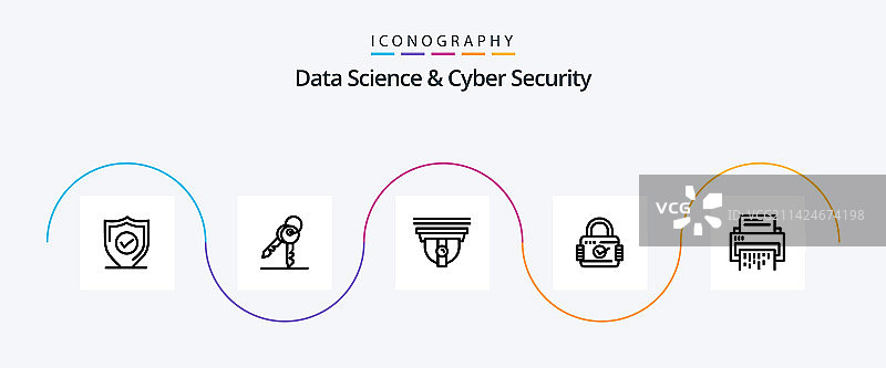 数据科学和网络安全线路5图标包图片素材