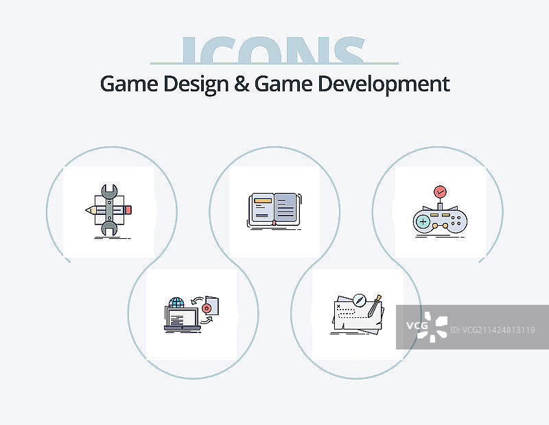 游戏设计和游戏开发一线布满图标图片素材